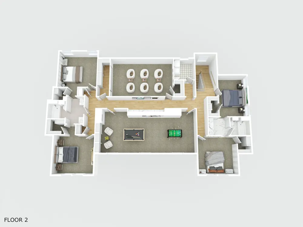 Color 2D floor plan, second floor, 1229 Hunt Road